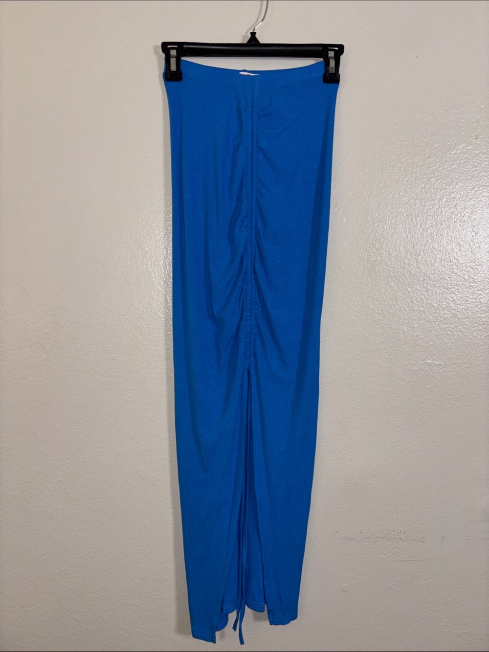Bayse Bright Blue Ruched Drawstring Maxi Skirt